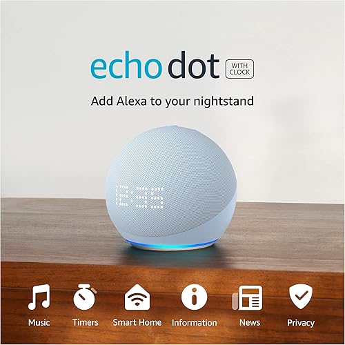 Echo Dot con reloj (5. generación, modelo de 2022)  Bocina inteligente con reloj y Alexa  Azul disponible en Yaxa Colombia