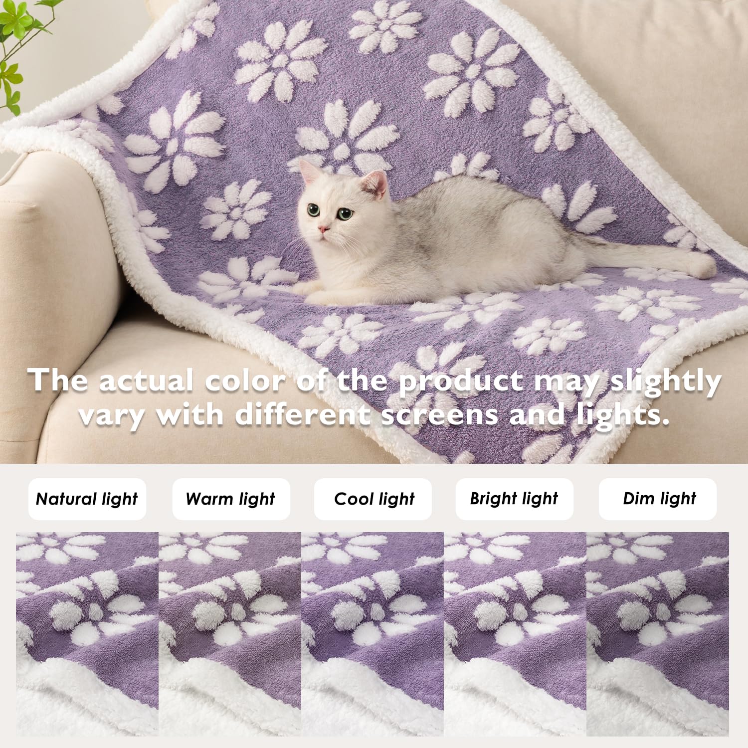 Manta impermeable para perro, cachorro, gato, bonita manta de perro con textura 3D para cama, sofá, manta suave a prueba de orina líquida para proteger muebles, 30 x 40 pulgadas, morado