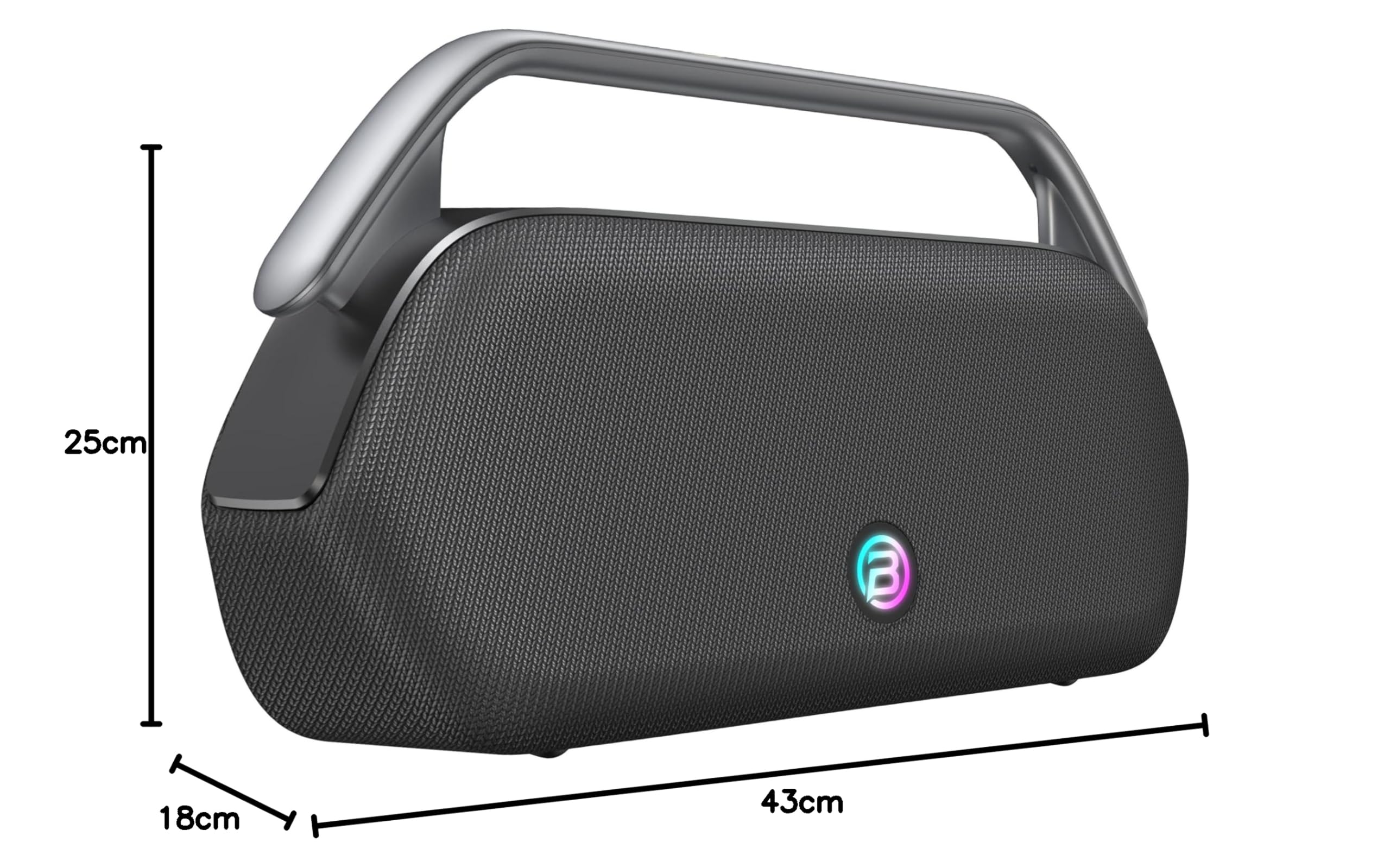 BUGANI Boost Max - Altavoz Bluetooth portátil de 240 W, autonomía de reproducción de 16 horas, subwoofer, soporta funciones auxiliar/USB/banco de energía, altavoz externo para camping, playa, fiestas