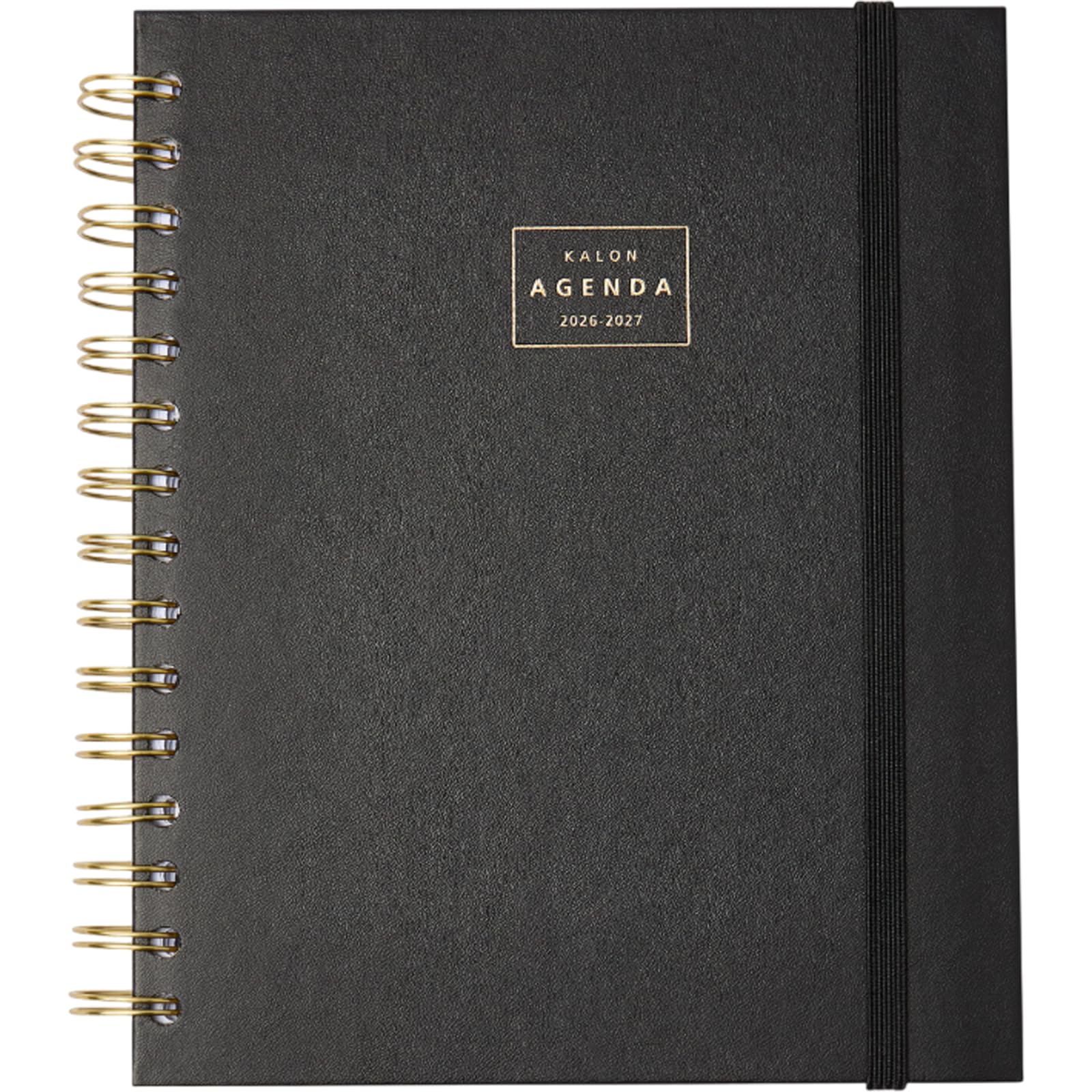 Agenda Scolaire 2026 2027 A5 17x21 cm Semaine Vue Couverture Simili Cuir Spirale Double Élastique Stickers Black Mousse