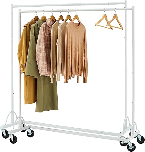 Hoctieon Juego de 2 percheros Z con base en Z, 2 percheros resistentes para ropa, con ruedas con frenos, organizador de ropa, juego de 2, color