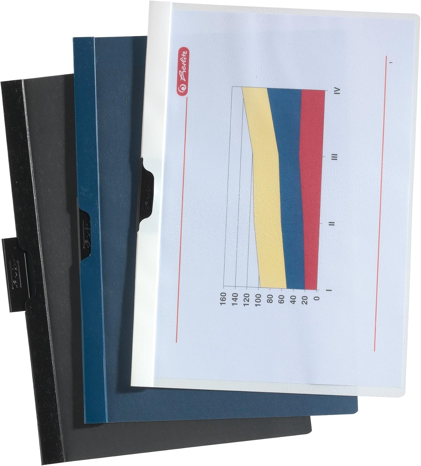 Herlitz A4 Spine Clip File with 30 Sheets Capacity - Dark Blue (5 Pieces)
