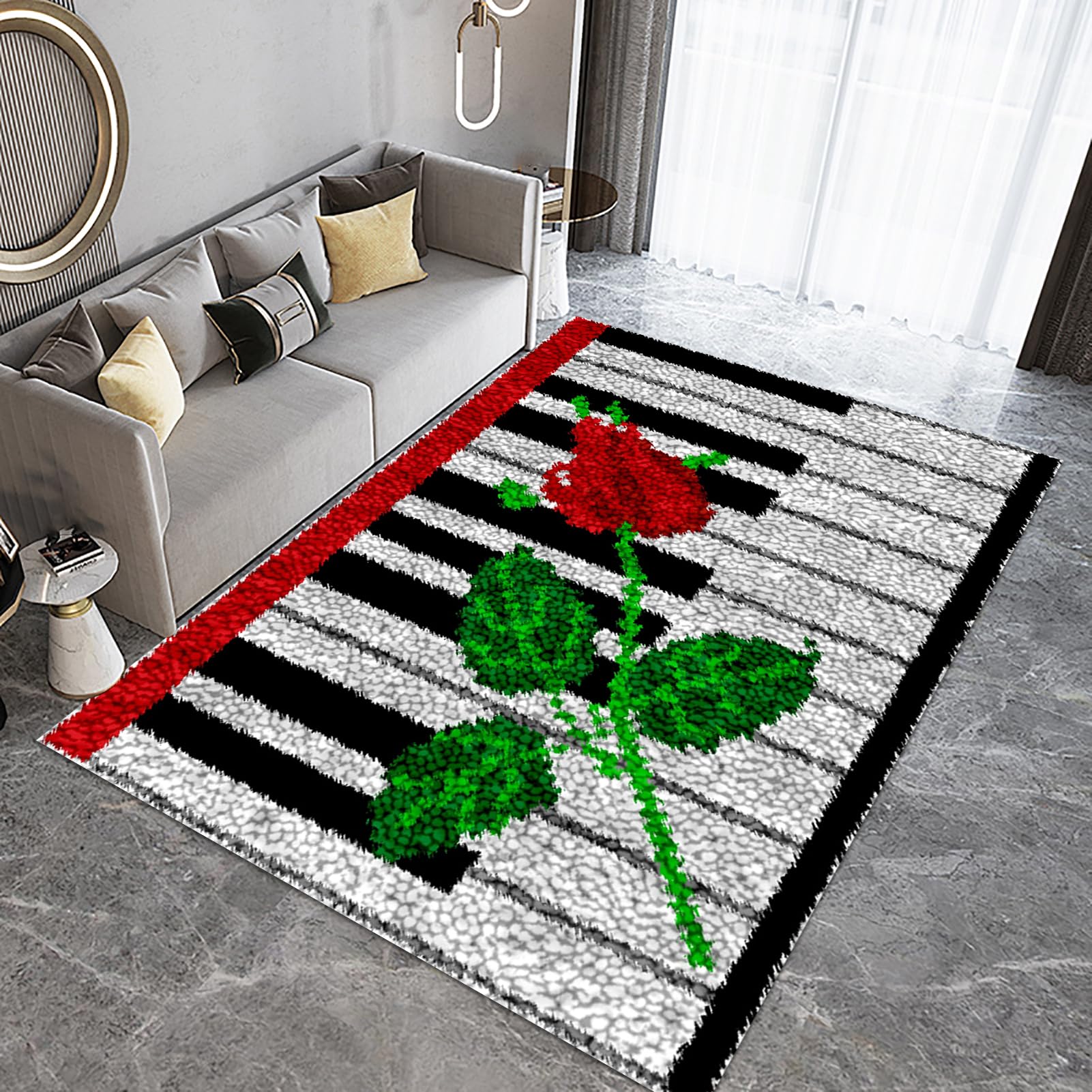 Laegnfho 90x120 cm Latch Hook Kits for Adults, Rug Making Kits for Adults, Latch Hook Rug Kits, Latch Hook Kit for Beginners Adults, Handmade Home Decoration Latch Hook Mats Latch Hook Cushion Kits