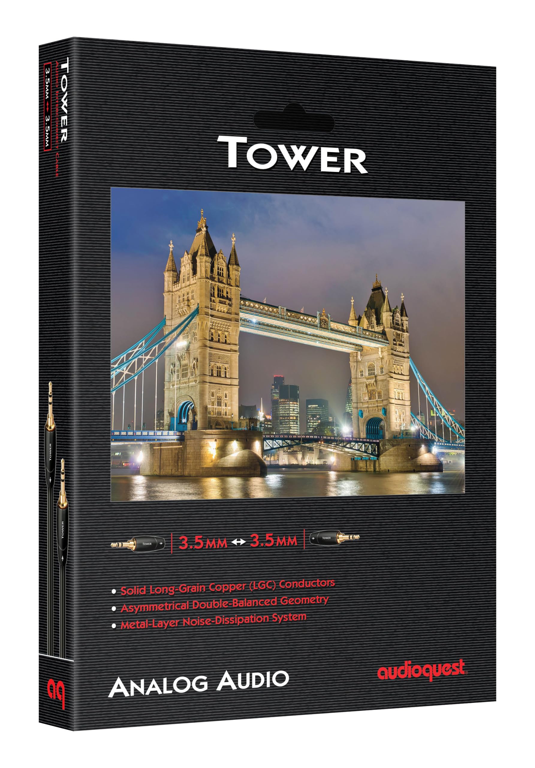 AudioQuest 5m Tower - Cavo audio da 3,5 mm, 3,5 mm, 3,5 mm, in rame, 5 m, colore: nero
