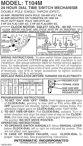 Miniatura 4 de Intermatic T104M solo mecanismo mecánico para interruptor de tiempo