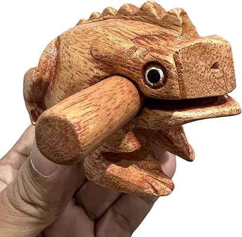 NUTTA - Escarcha de guiro de madera de 5 pulgadas, instrumento musical de percusión de madera, escritorio de rana raspa con sonido de rana,