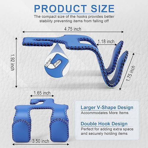 Miniatura 61 de LivTee Gancho de cuero mejorado para reposacabezas de asiento de automóvil, 2 en 1, organizador de ganchos de asiento de automóvil, accesorios Negro