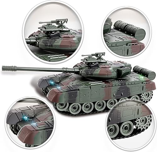 Miniatura 5 de Tanque RC a escala 128 de 9 canales de juguete de control remoto con sonidos y luces realistas, tanques de batalla militares de control de radio,