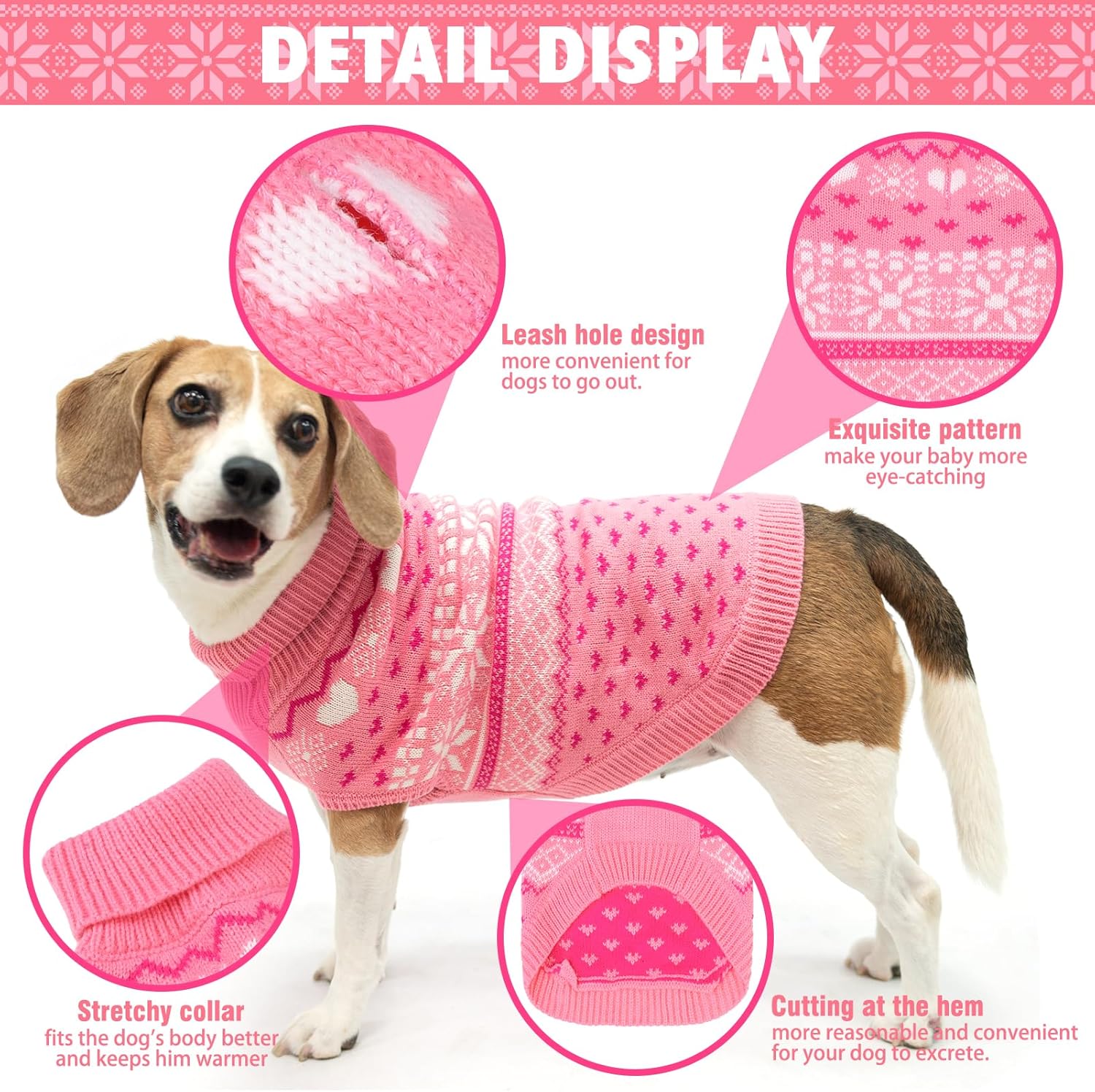 Size M SCENEREAL Dog Sweaters for Medium Sized Dogs - Soft, Warm Turtleneck Pullover Fall Winter Dog Clothes, Knitted Argyle Dog Christmas Outfits, Ugly Pet Clothing for Boy Girl Puppy