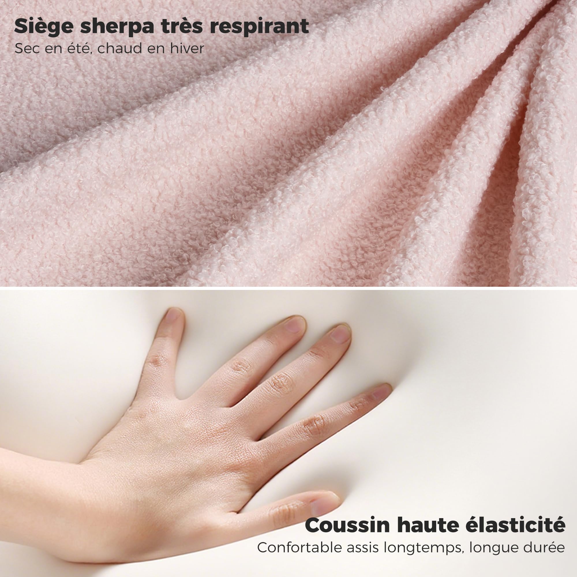 ELUCHANG Tabouret de Coiffeuse, Chaise de Maquillage, Rose Sherpa Tabouret en Forme de Pétale pour Chambre à Coucher, Salon, Bureau à Domicile, 360° Pivotant & Réglable en Hauteur