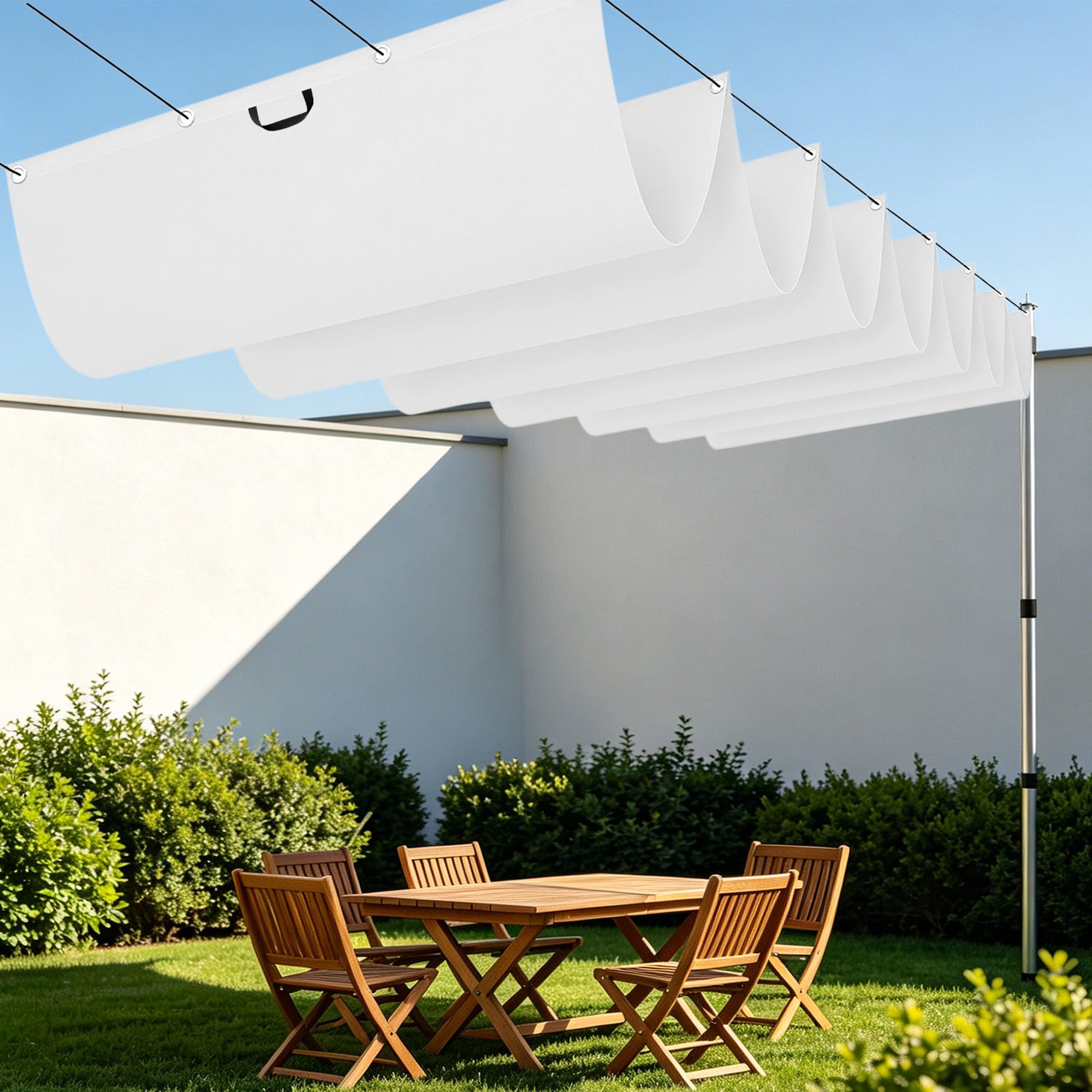 Voiles solaire rétractable haut de gamme en vague blanche 350x350cm