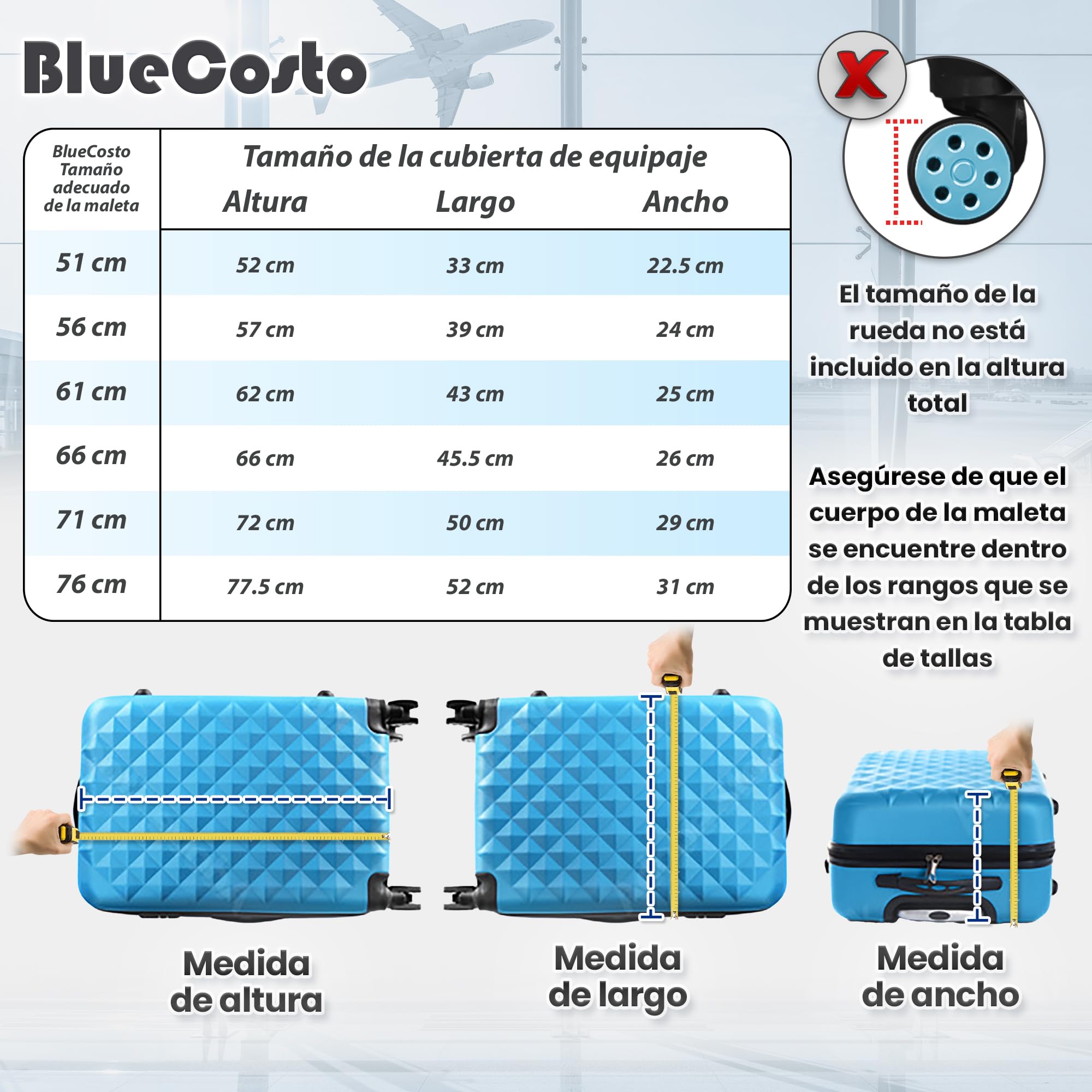 BlueCosto Funda para Maletas - Protector de Equipaje de PVC Transparente - Accesorio de Viaje de Primera Calidad para Proteger el Equipaje