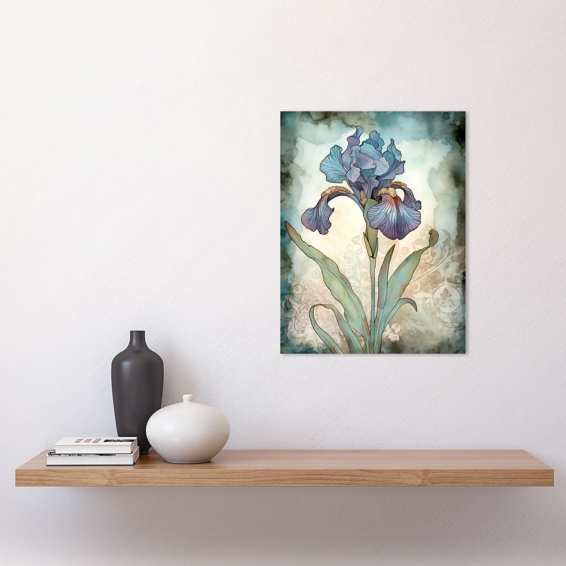 Amazon.com: Artery8 A Single Iris Flower Watercolour Illustration