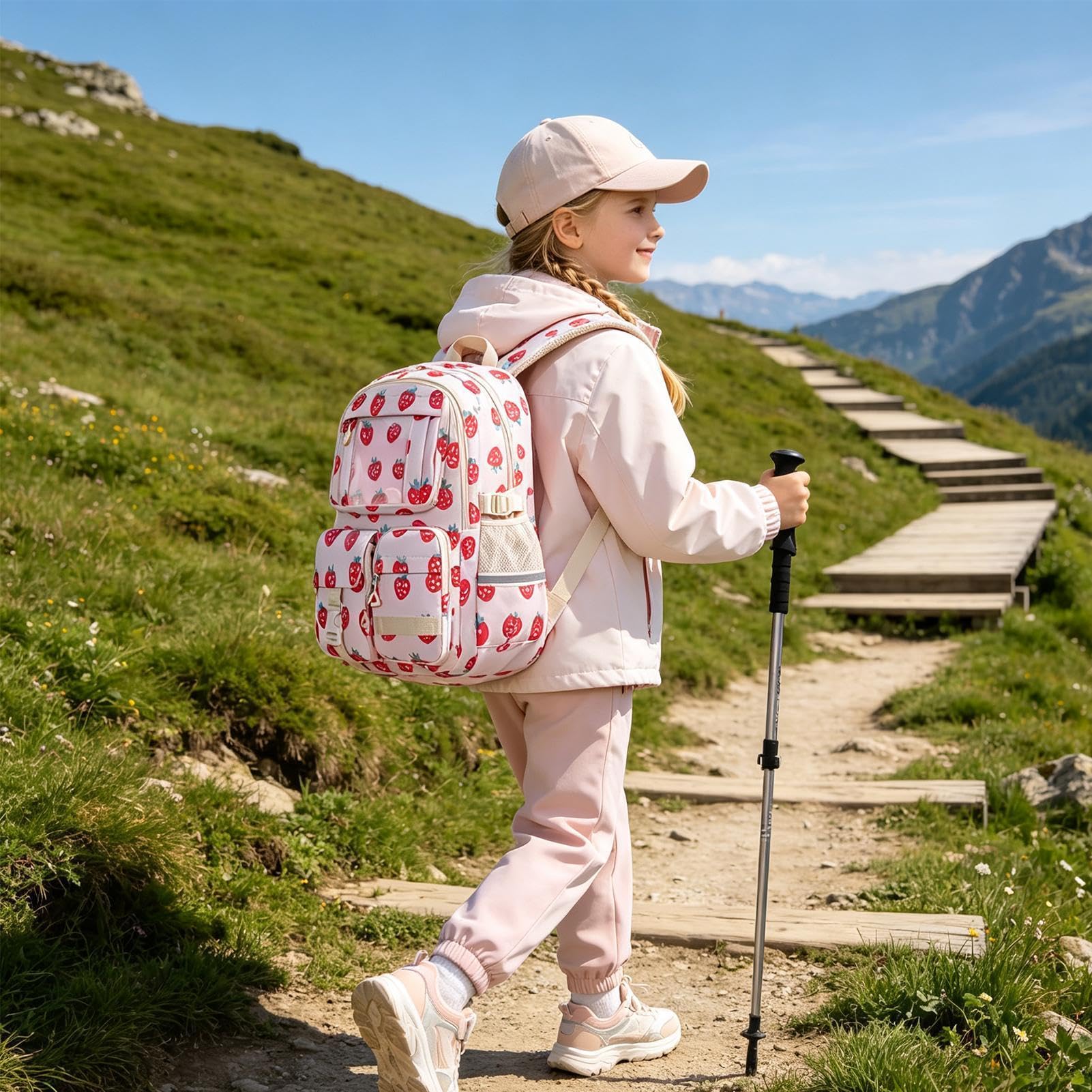 Zaino Per Bambine 3 Pezzi Regolabile Striscia Riflettente Con Borsa Pranzo | Set Zaino E Borsa Libri Per Ragazzi Per Adolescenti Studenti Di Elementari Medie E Superiori Outdoor Campeggio Complean