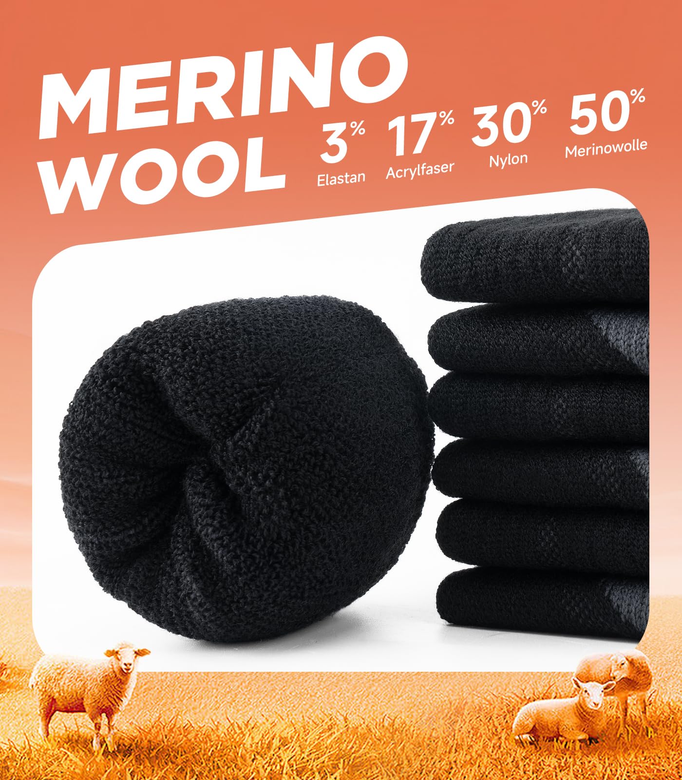PULIOU Calze Lana Merino Calzini (Pacco da 3) Unisex-Adulto