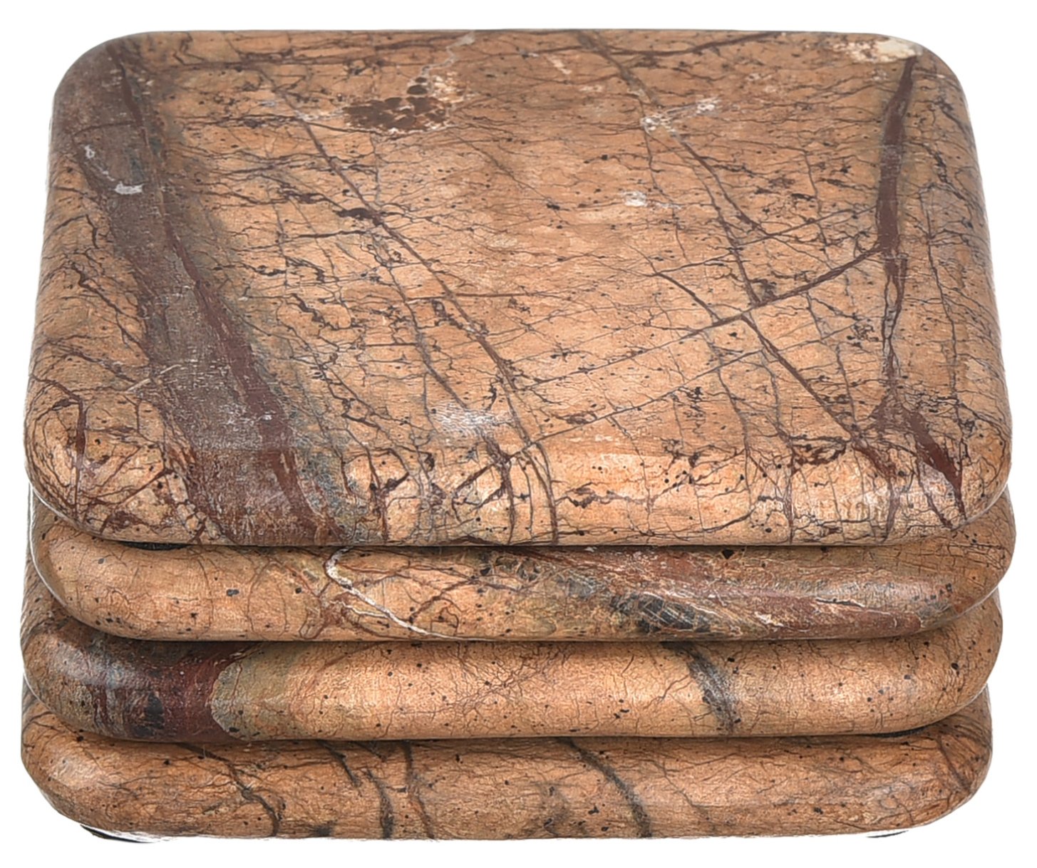 Ajuny Stone Coaster Beautiful Crafted Decorative Tableware Accessories Coaster for Tea Cups Coffee Mugs and Water Glasses, Tabletop Protection for Any Table Type - Set of 4, 3.75x3.75 Inches
