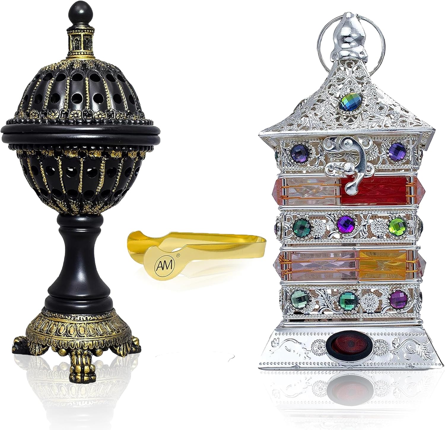 AM Incense Burner Kit Bundle LED Electric & Charcoal Oud Burner Frankincense