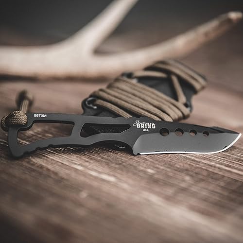 Miniatura 4 de Southern Grind Cuchillo para el cuello de Vermin con hoja negra y funda Kydex negra