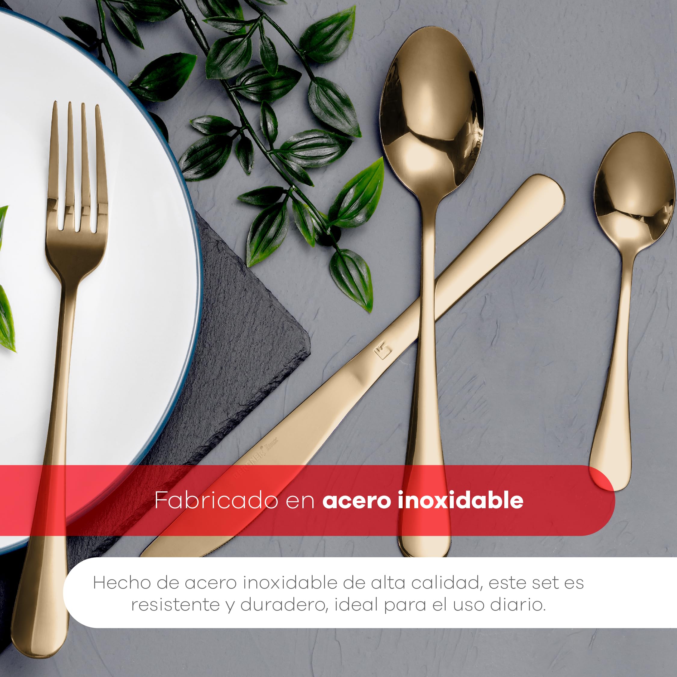 Bergner Set 24pcs cuberteria en acero inoxidable colección Munich champagne shiny