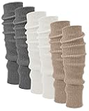 3 Pairs Wool Leg Warmers Women Soft Warmer Wool Winter Stockings Knit Long Leg Warmers Indoor Outdoor