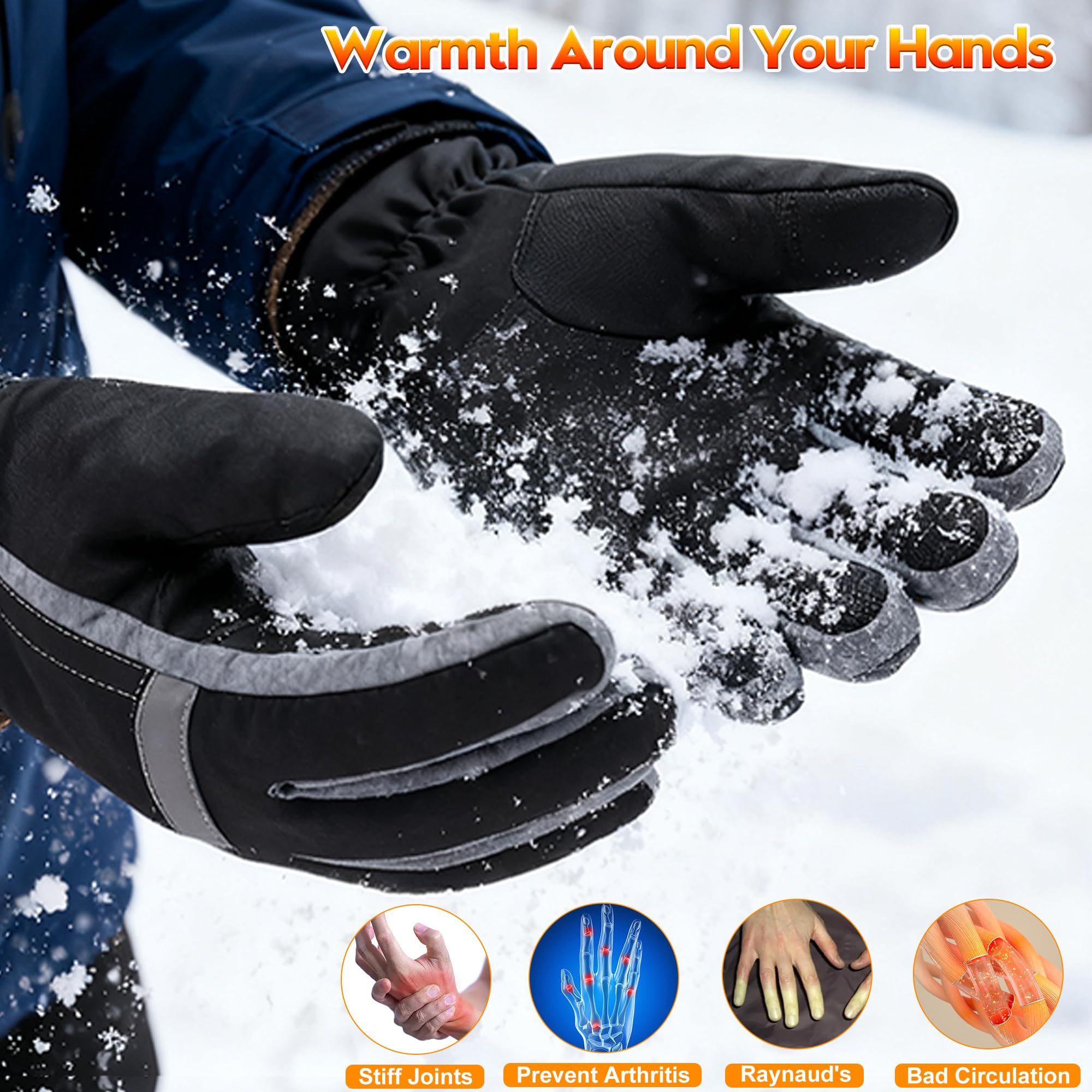 SVPRO Guanti riscaldati per uomo donna,Guanti invernali da caccia per riscaldamento a batteria,Guanti da sci elettrici e guanti da snowboard,Guanti caldi per artrite e Raynaud's