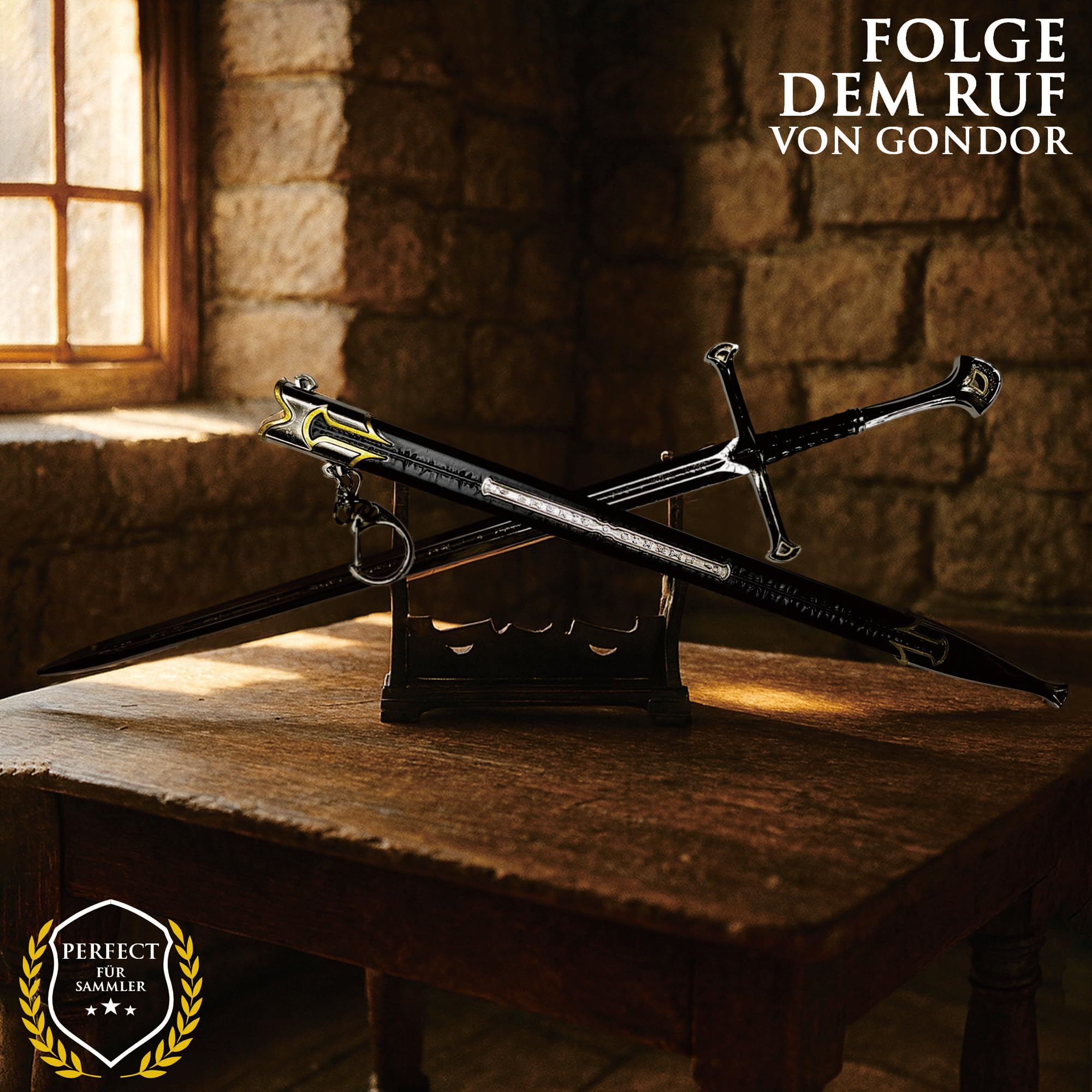 Herr der Ringe Anduril Schwert Brieföffner 30cm Metall Scheide Aragorns Flamme des Westens