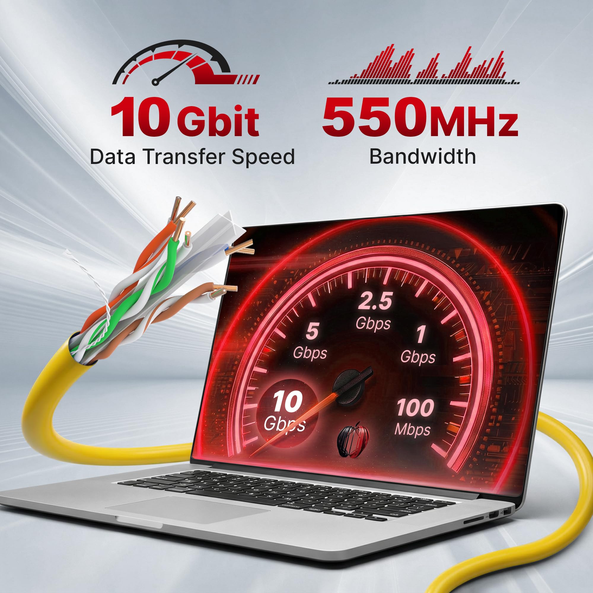 Big-A Cavo Ethernet Cat 6 304,8 m giallo, cavo Bulk Cat6, 23AWG Solido UTP CMR Riser, Cavo LAN Internet di rete 550 MHz, Pull Box