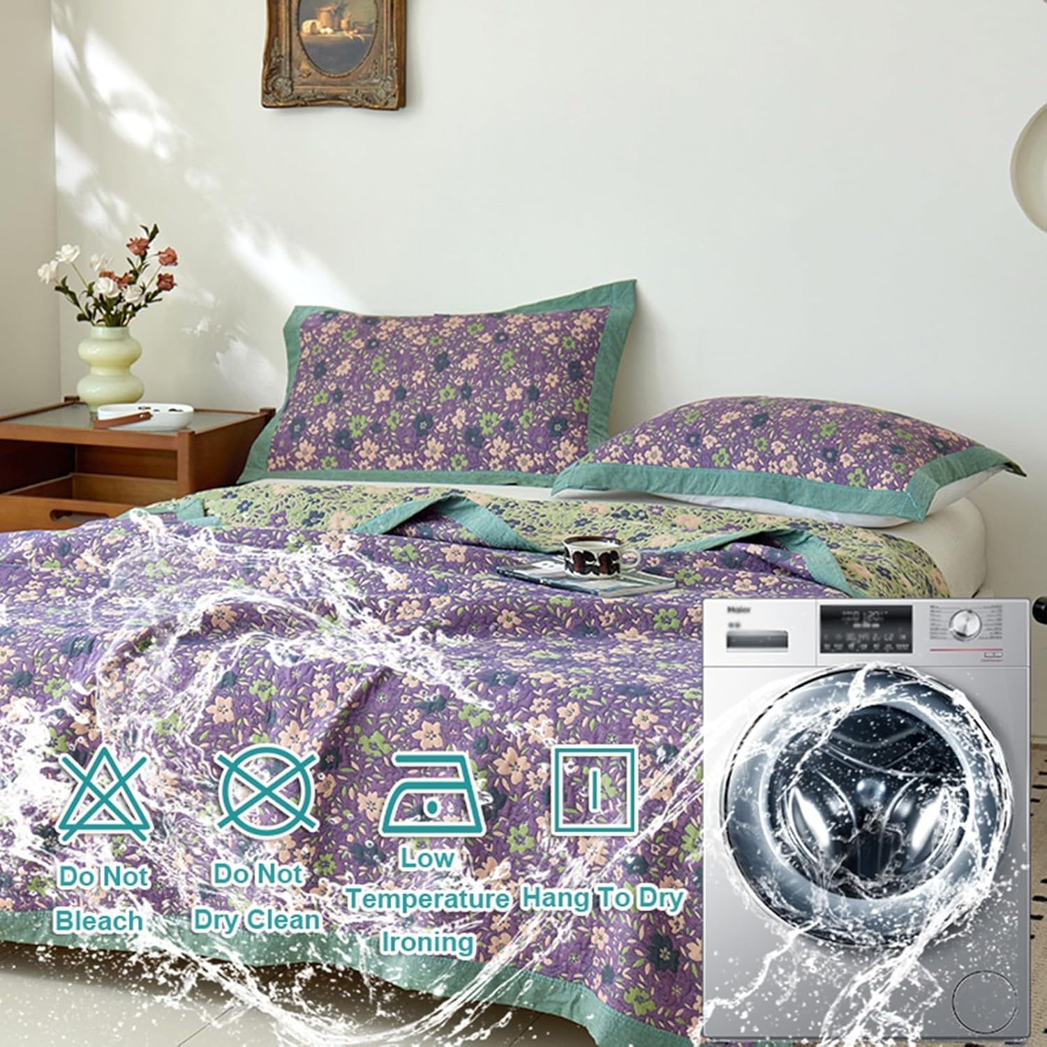 King Full Size Quilted Quilt, Fashion Embroidery Patterns Bed Quilt Washable Not Fade Thin Nap Throw Blanket for Car Office Travel Camping Sofa(H,220 * 240cm/87 * 94")