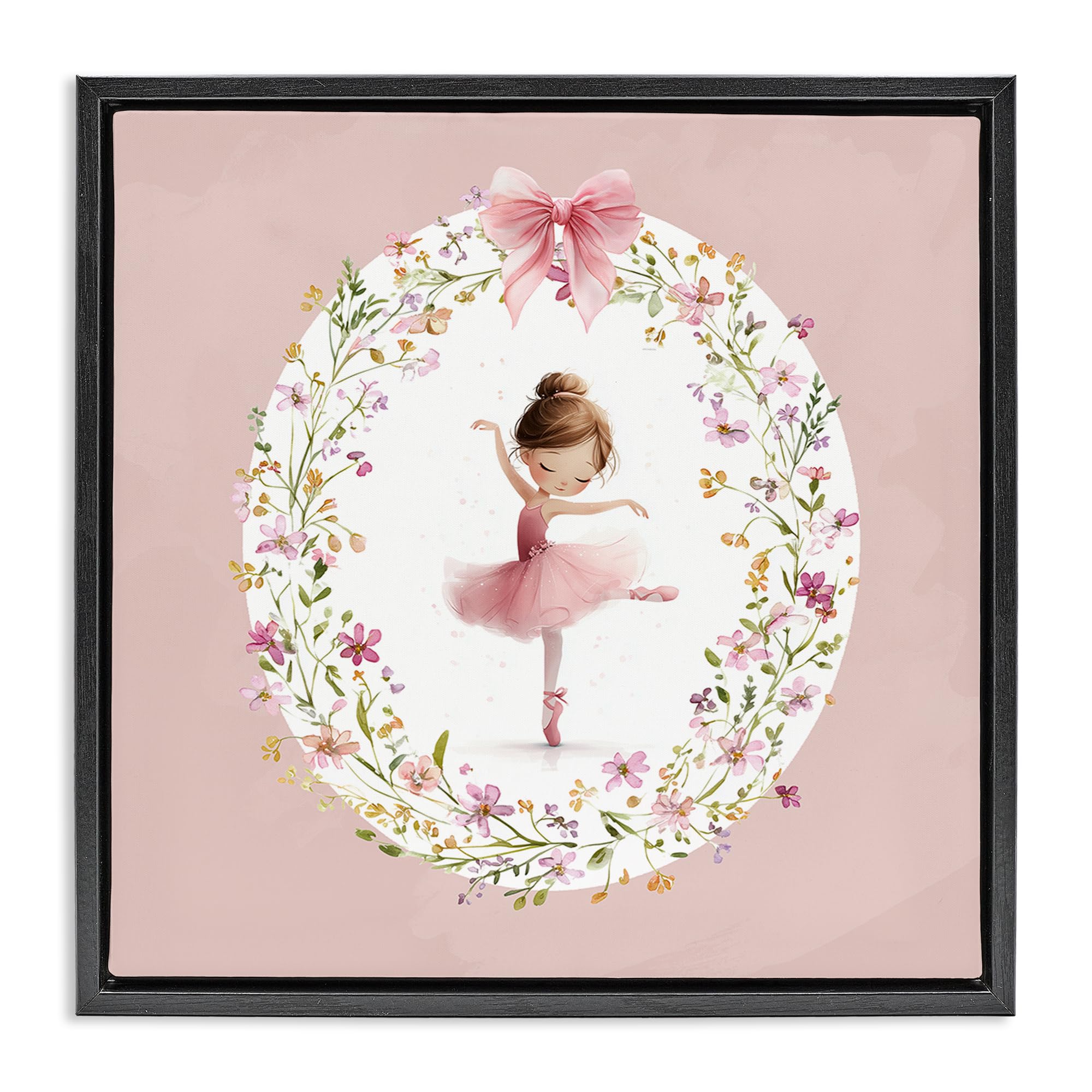 Stupell Industries Jet Black (Matte) 'Ballet Dancing Princess'| Floating Frame Canvas Art