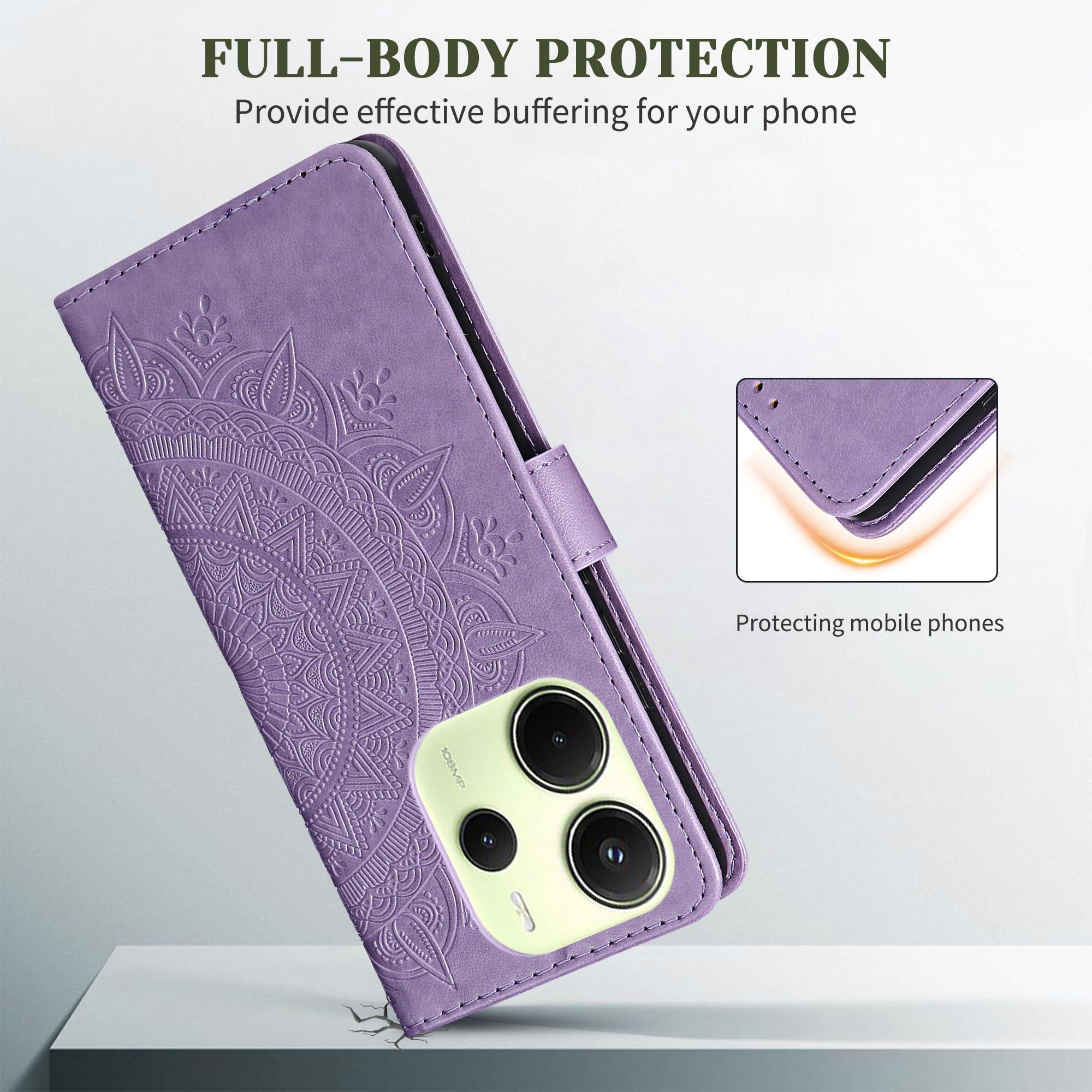 JUNETOP Cover per Xiaomi Redmi Note 14 4G (Versione EU), Custodia a Libro Portafoglio Flip in Pelle PU [Protezione RFID] - Blu