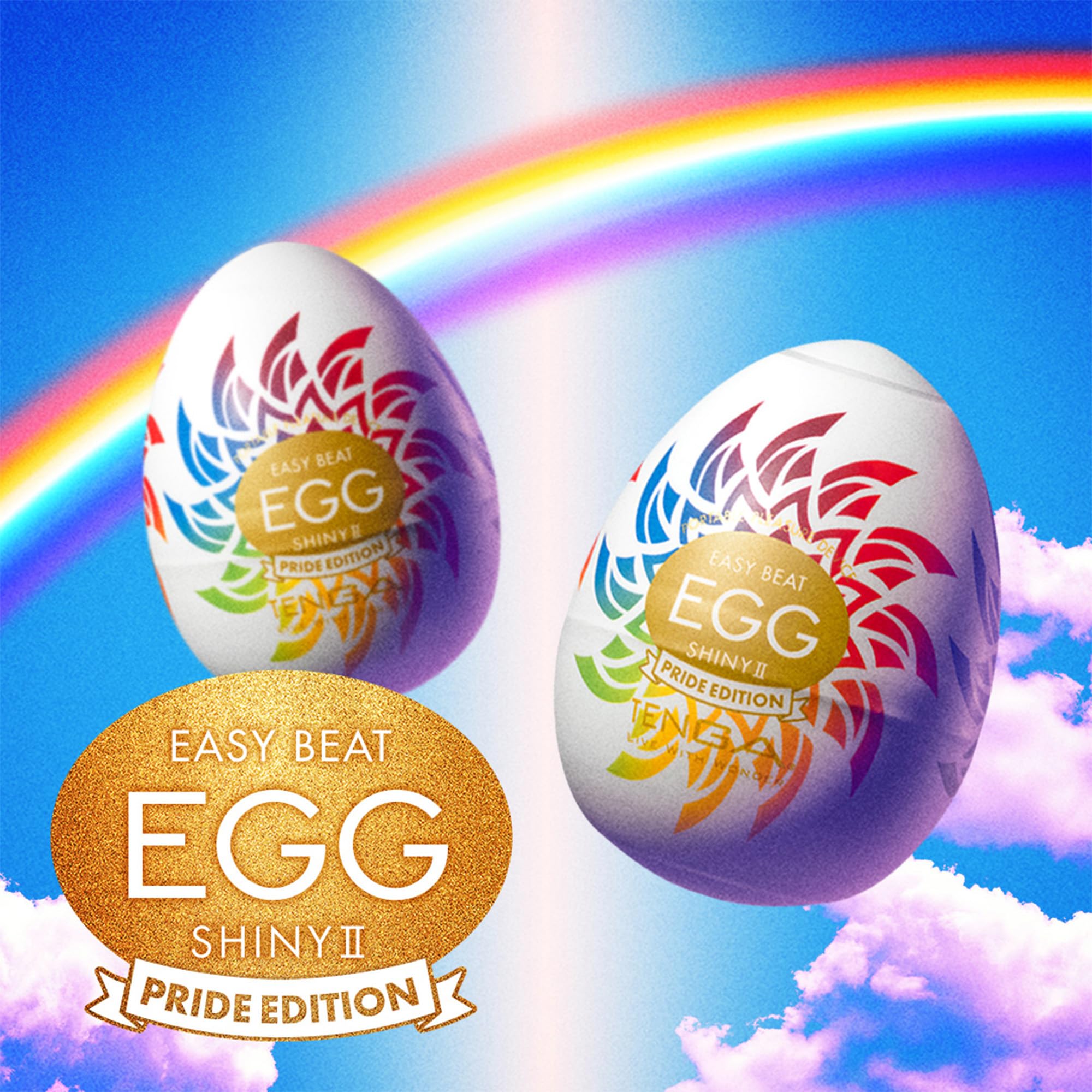 TENGA Egg Pride Hard Disposable, One Time Use, Super Stretchable Male Masturbator Sleeve, Shiny II Pride Edition