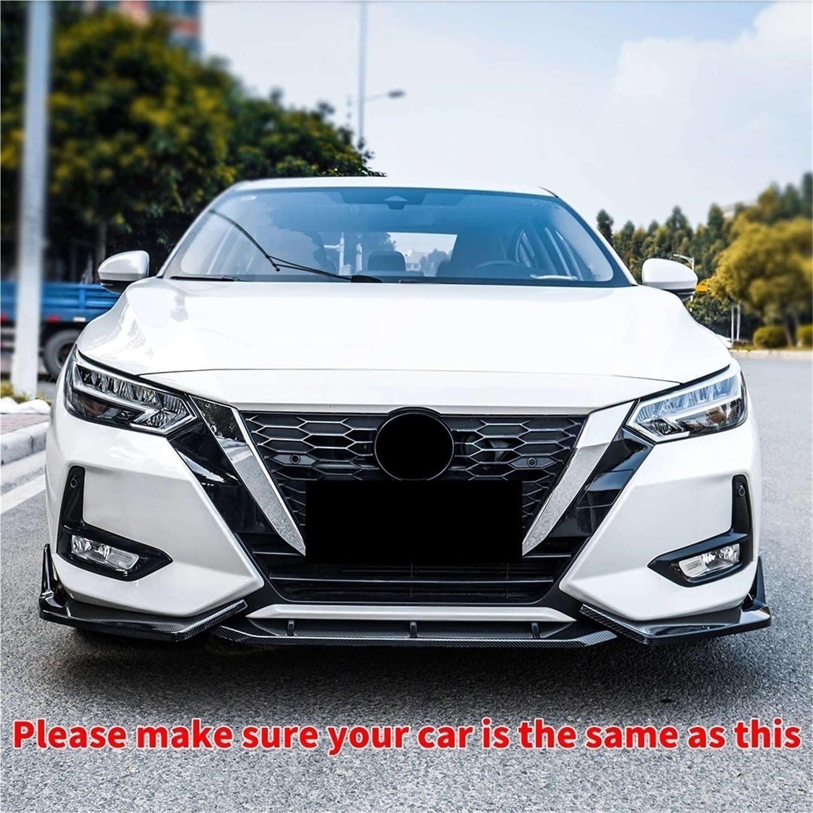 Deflektor Facelift Tapicerka Przedni rozdzielacz Spojler zderzaka Osłona podbródka Kompatybilny z Nissan Sentra Sylphy 2020-2021 Akcesoria tuningowe Dyfuzor(Carbon Look)