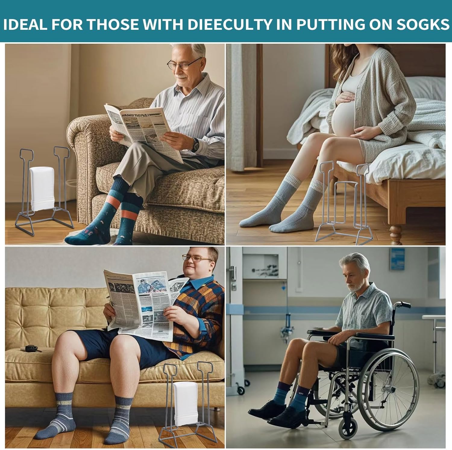HEYOUTH Infila Calze,Infila Calze per Anziani,Ausilio per calze a compressione,infila Calze Elastiche Compressive per anziani,per un facile utilizzo,per anziani, disabili, mobilità limitata