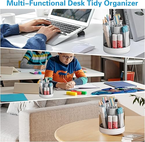 Miniatura 7 de Marte Vanci Organizador de escritorio giratorio para bolígrafos, organizador de escritorio para lápices, maquillaje, pintura, pinceles,
