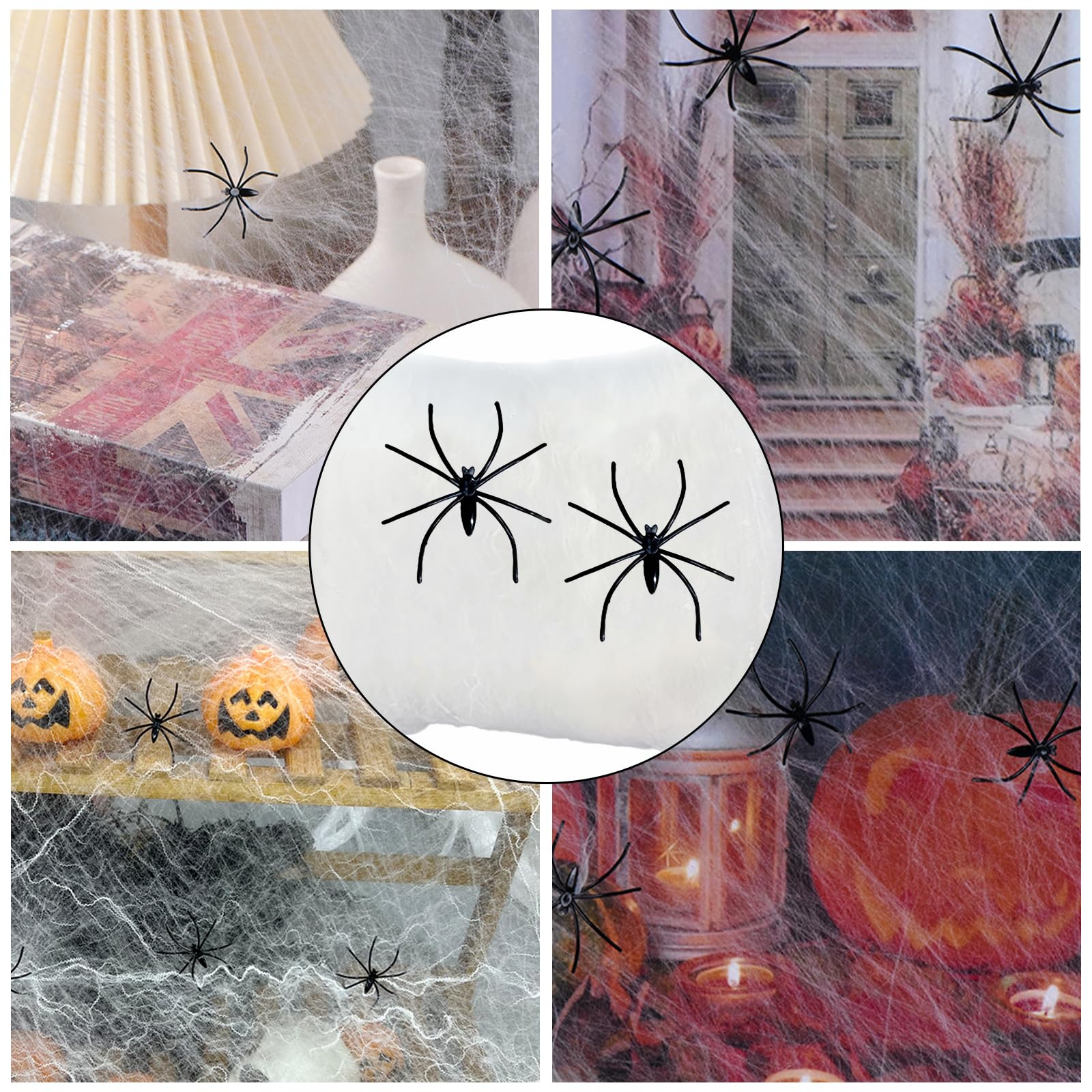 2200 mqft - Ragnatela decorativa per Halloween, con 100 ragni in plastica, 24 pezzi, motivo a pipistrello, per esterni, interni, giardino, tavolo da pranzo, porta, coperta
