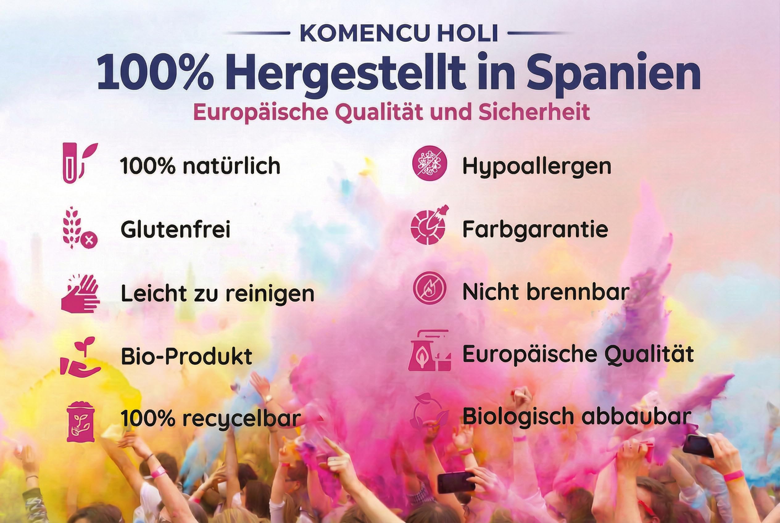 Holi Farben Pulver - Pack mit 100 Beuteln - 8 Farben - Bemale dein Holi-Fest bunt