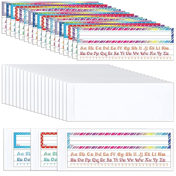 Buy 72 Pieces Alphabet Number Line Name Plates Clear Nameplate Pocket