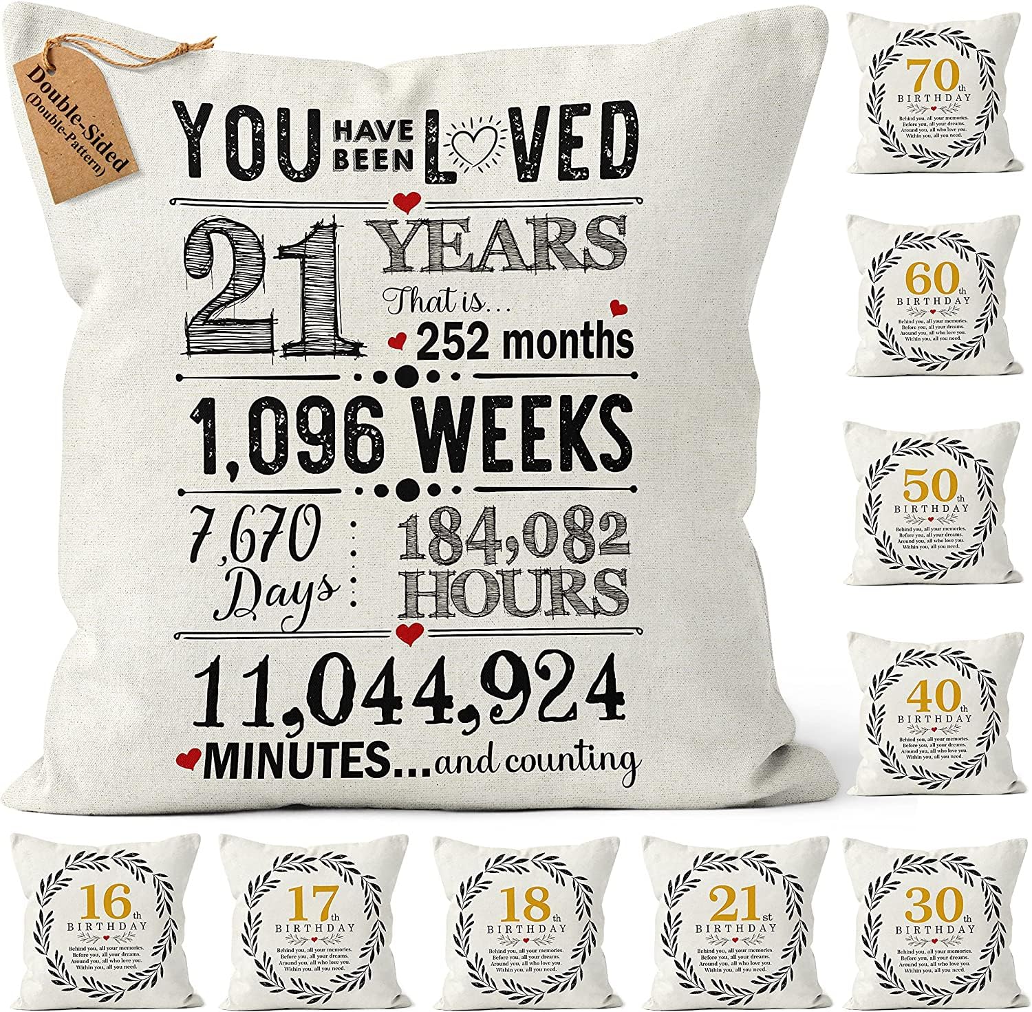 Kies Women's 21Th Crownly®(Double-Sided) 21St Birthday Gifts For Him Her Cushion Cover 18X18 For Friendship Present Sister Brother Gift Idea