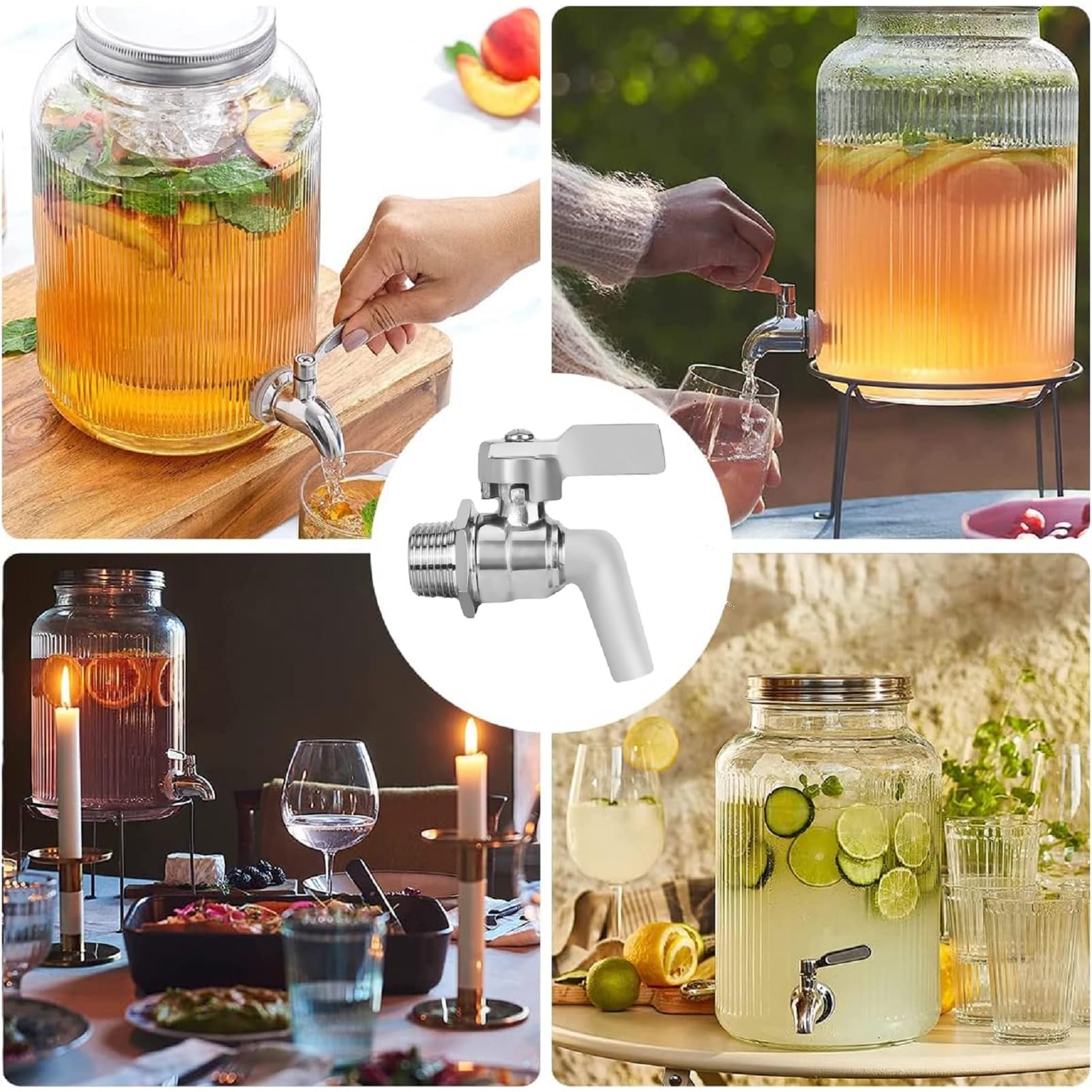 304 Edelstahl Wasserspender Ersatzzapfen, 1/2 Zoll Bierhahn Mini Zapfhahn Auslaufhahn für Homebrew Barrel Wein Getränkespender zum Ausgeben von Bier Tee Wein Wasser Säften, Ersatz Weinfass Wasserhahn