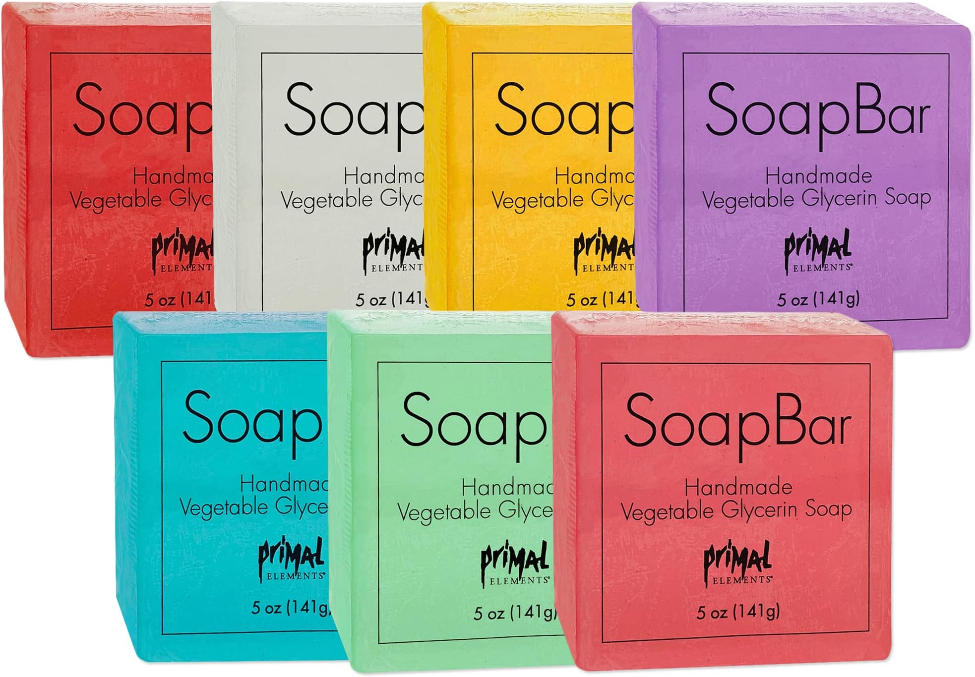 Primal Elements Vegetable Glycerin Scented Soap Bars, Variety Pack (Pack of 7)