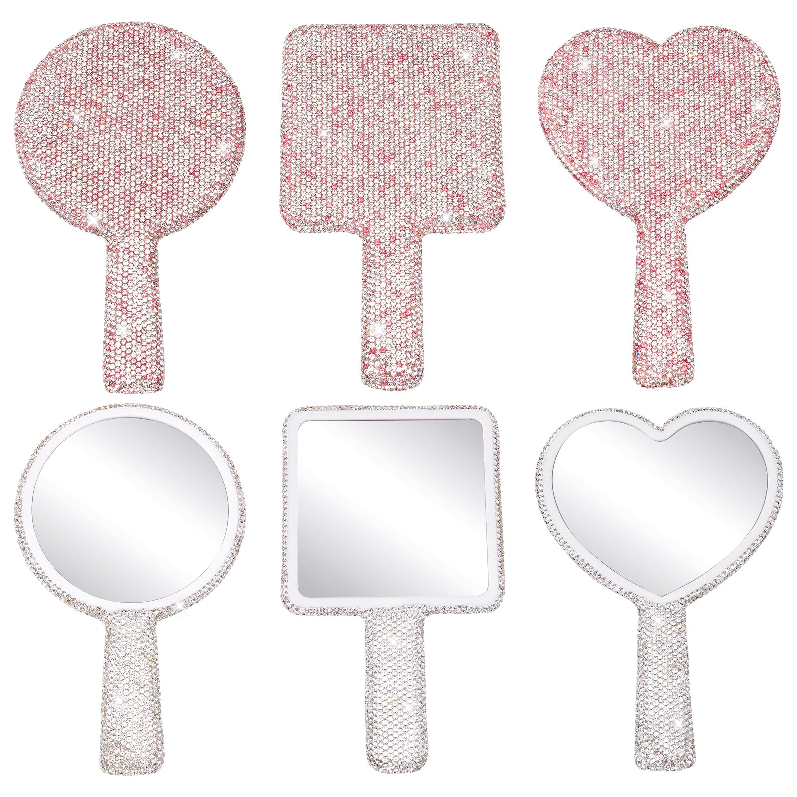 Miroir de poche rose et blanc mini miroir maquillage carré rond cœur