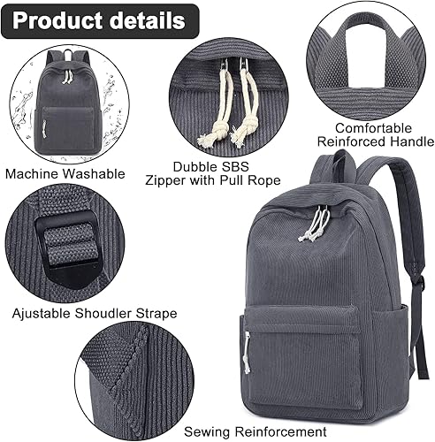 Miniatura 8 de BTOOP Mochilas escolares para adolescentes y niñas, mochila de lona ligera, juego de mochila escolar