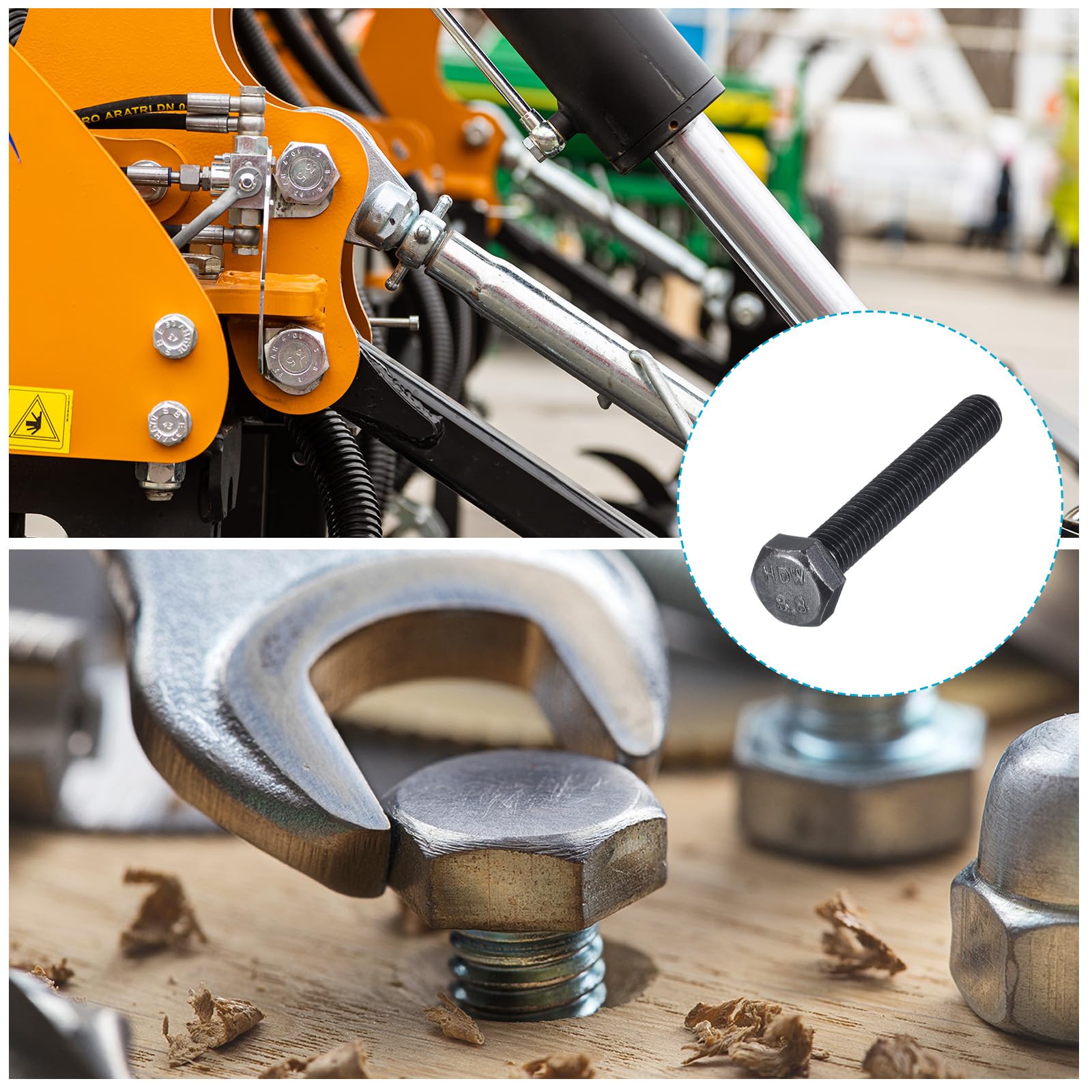 METALLIXITY Hex Bolts (M8-1.25x55mm) 10Pcs, 8.8 Grade Carbon Steel Fully Threaded Black Oxide - Image 4