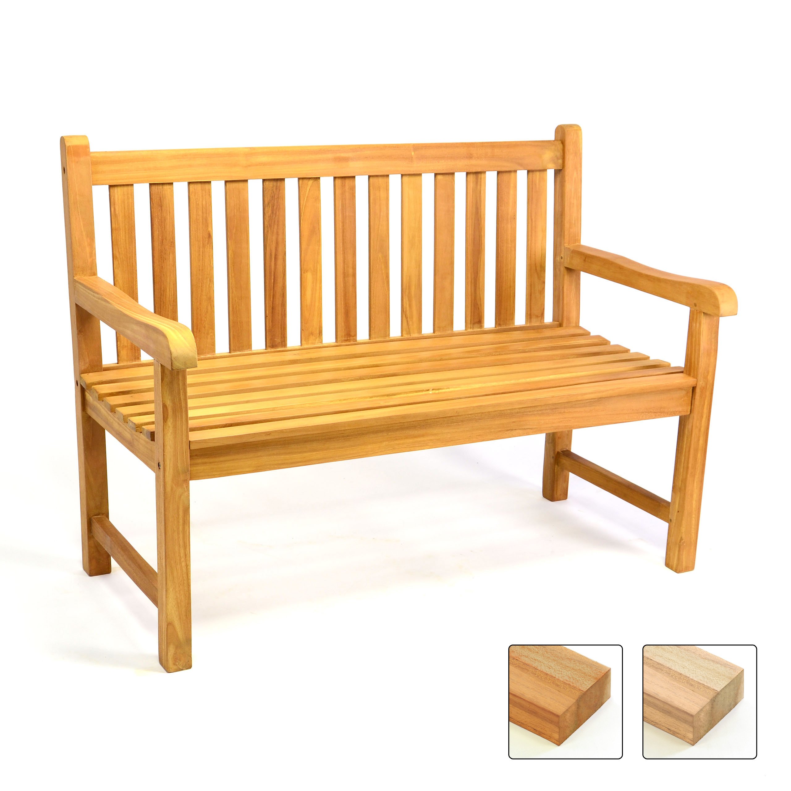 Divero 2-Sitzer Gartenbank Turin aus Teak-Holz, behandelt – Farbe: Braun