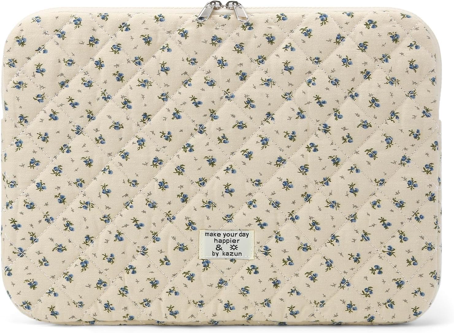 Housse Ordinateur 13-14 Pouces Matelassée Motif Floral Compatible MacBook Air 13 Pro 14 M5 M4 M3 M2 M1