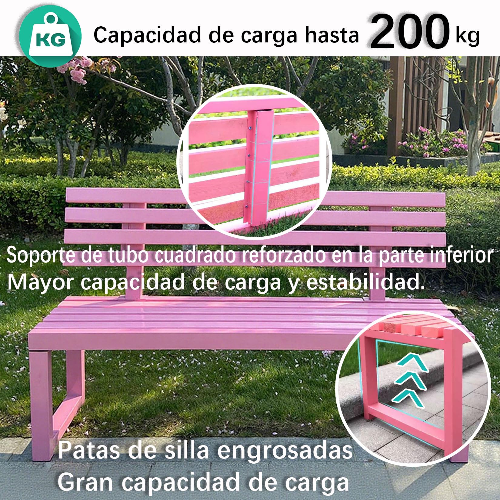 Banco de Exterior e Interior,Banco de Jardín de Metal Cómodo y Duradero,Asientos de Patio,Resistente a la Intemperie y al óxid,Apto para Parque,Jardín,Patio,Porche Azul 150×40×85cm