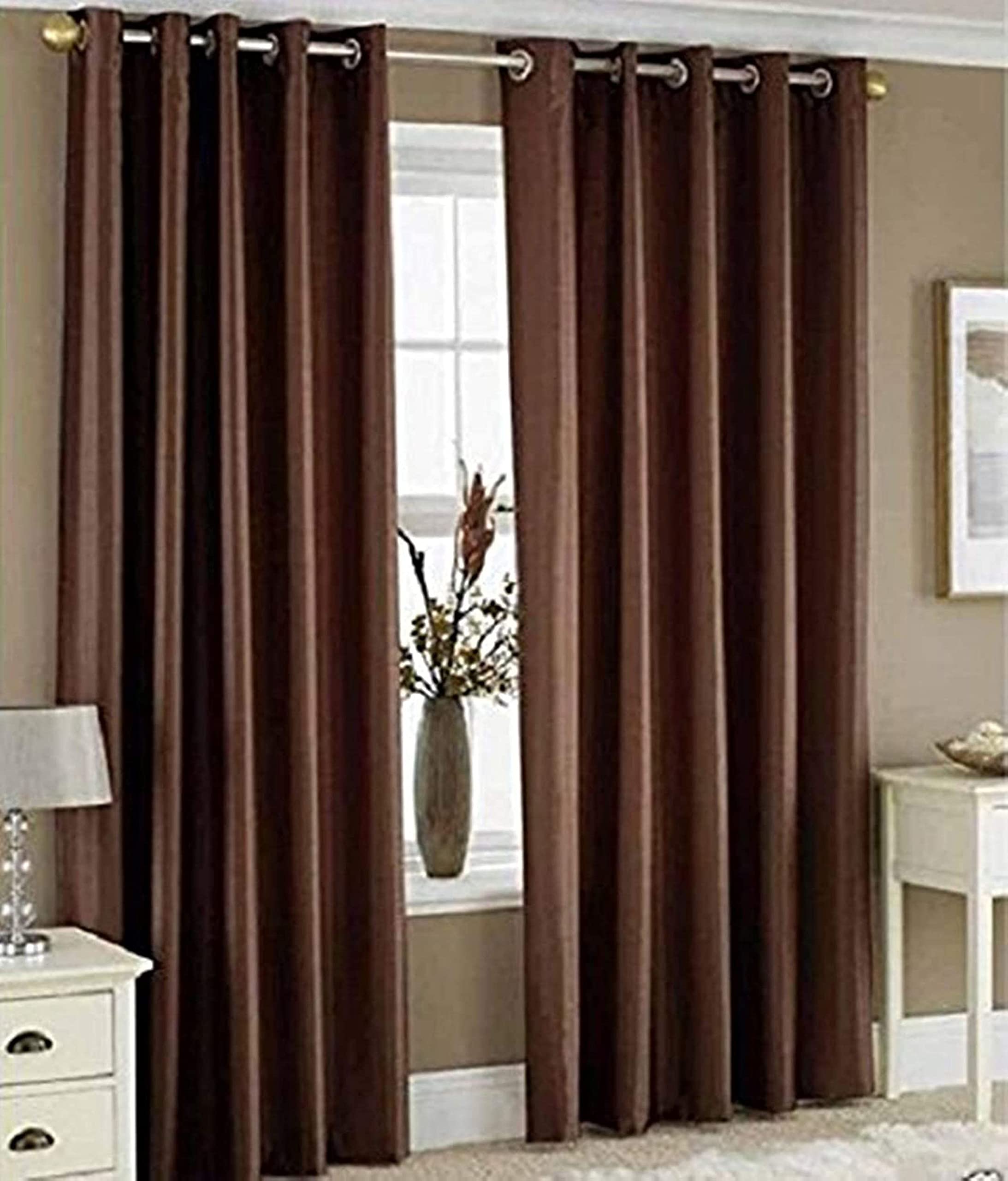 Galaxy Home Decor Solid Plain Semi Sheer Curtains for Long Door 10 Feet, Pack of 1,Brown discount deal