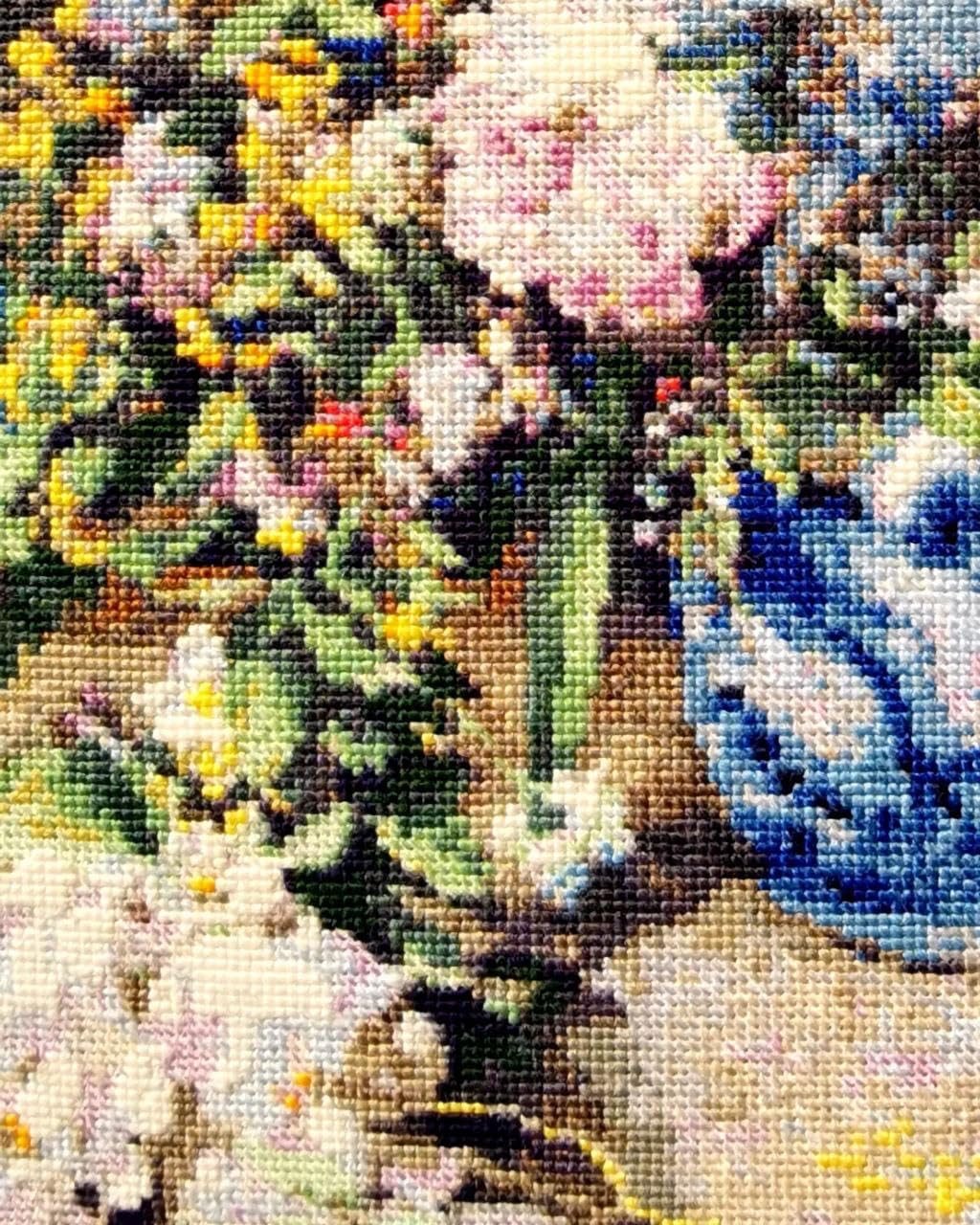 RIOLIS - Spring Bouquet According to P.A.Renoir 2137, Cross Stitch Kits 15¾" x 19¾", Cross Stitch Kits for Adults, Floral Counted Cross Stitch Kits, Embroidery Kit for Beginners & Advanced