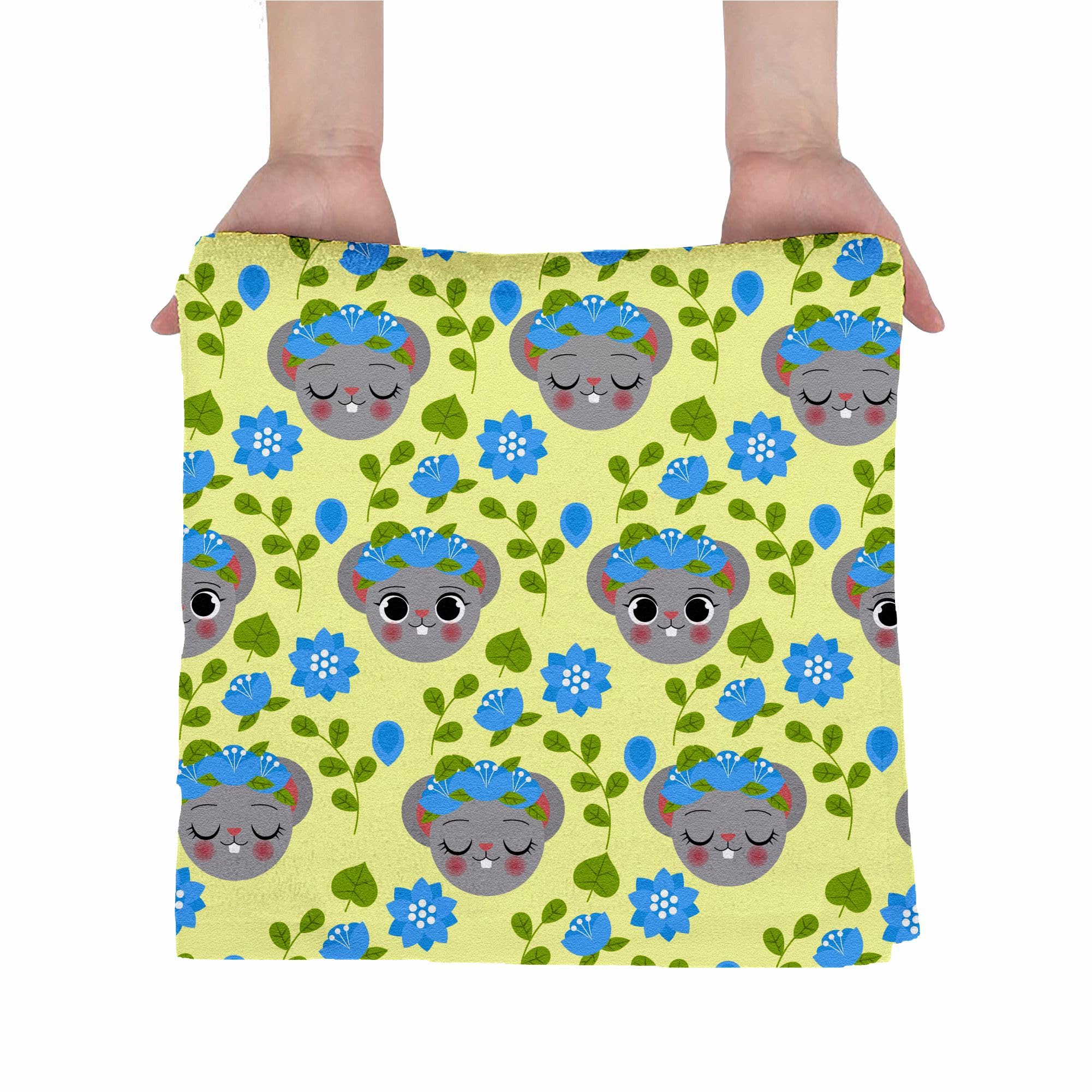 ECOSENSE® Kids Bath Towel Cotton Towel Printed Character Cartoon Ultra Soft Fully Absorbent 360 GSM, 60X120CM (Flower Dolls)