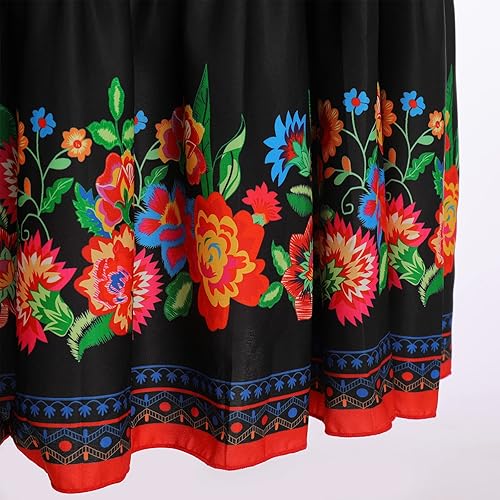 Miniatura 6 de Vestidos largos para mujer, diseño floral mexicano, estilo étnico, Cinco de Mayo, para fiesta